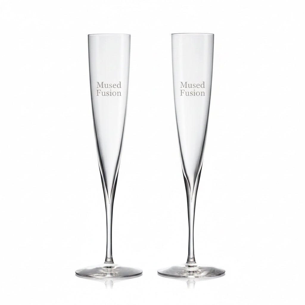 Engraved Waterford Elegance Trumpet Flute Glasses, Set of 2