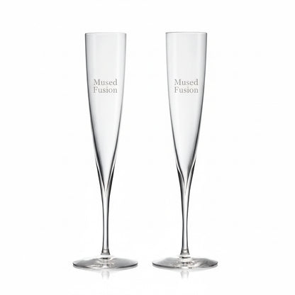 Engraved Waterford Elegance Trumpet Flute Glasses, Set of 2