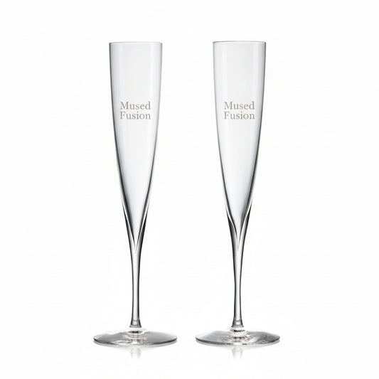 Engraved Waterford Elegance Trumpet Flute Glasses, Set of 2